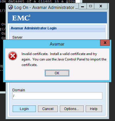 خطای Login Error Invalid Certificate در استوریج EMC Avamar